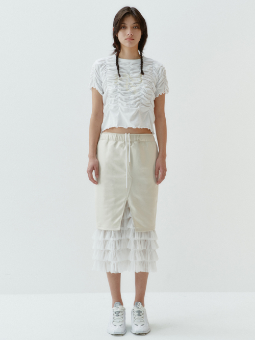 【Gimmetheyoung】24SS G_TUTU LAYERED TRACK SKIRT 김미더영(GIMMETHEYOUNG) G_TUTU LAYERED TRACK SKIRT / WHITE
