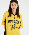 엔비에이(NBA) HOU E-BIKE 컬러블록 카라 반팔 티셔츠(N242TS154P) 옐로우