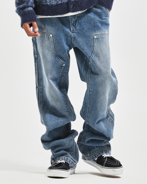 DOUBLE KNEE DENIM L/BLUE