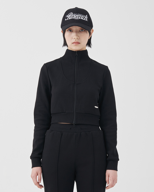 Crop Essential Zip Up_Black