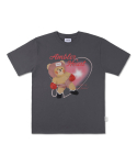 엠블러(AMBLER) Heart racing 오버핏 반팔 티셔츠 AS1109 (다크그레이)