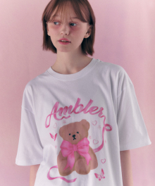 Balletcore Bear 오버핏 반팔 티셔츠 AS1110 (화이트)