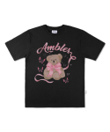 엠블러(AMBLER) Balletcore Bear 오버핏 반팔 티셔츠 AS1110 (블랙)