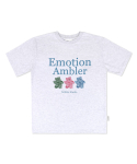 엠블러(AMBLER) Emtion Bear 오버핏 반팔 티셔츠 AS1111 (백멜란지)
