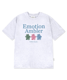 Emtion Bear 오버핏 반팔 티셔츠 AS1111 (백멜란지)