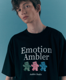 Emtion Bear 오버핏 반팔 티셔츠 AS1111 (블랙)