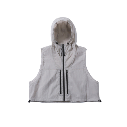 [SS24] HOODED CROP VEST / SILVER