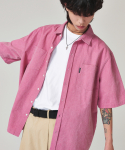 고스트릿(GOSTREET) 세미 오버핏 피그먼트 반팔 셔츠 핑크