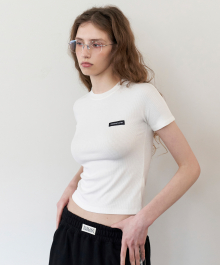 Small Logo Ribbed Top - White