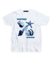 블루 네크로포비아 프린트 티셔츠 화이트