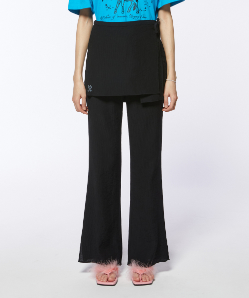 MUSINSA | PIPPET 2-Way Layered Skirt Pants (black) 