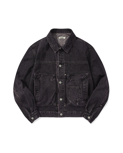 Bleach dyeing trucker jacket / Vintage purple