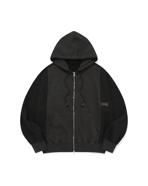 【KARACTOR】 Garment dyed hooded zip-up 카락터(KARACTOR) Garment dyed hooded zip-up / Pigment black