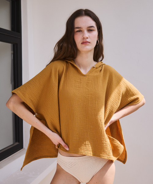 BEACH HOOD CAPE_mustard (women)