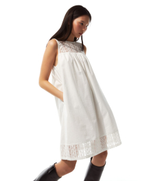 CONTRAST SLEEVELESS DRESS (WHITE)