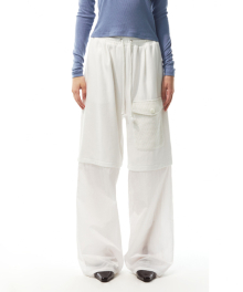 CROCHETED POCKET CONTRAST PANTS (WHITE)