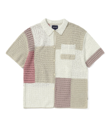 Block Crochet Knit S/S Shirt Ivory