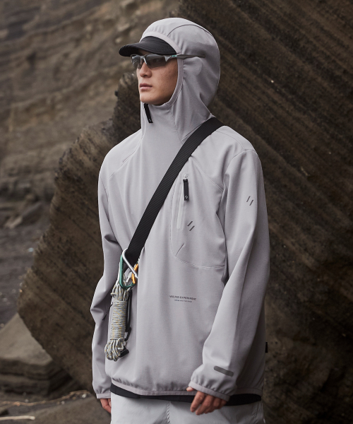 STRETCH WAFFLE PULLOVER_LIGHT GRAY_WOL088