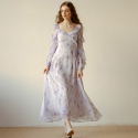던드롭(DUNDROP) DD_Lavender ruffled chiffon dress