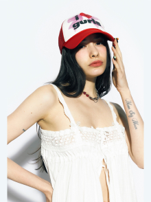 RIBBON MESH CAP RED