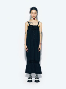 LACE TRIM MAXI DRESS BLACK