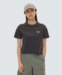 코튼 여성 크롭 반팔 티셔츠 Dark Charcoal (S24MWFTS65)