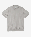 HS STRIPE KNIT COLLAR SHIRT_GRAY