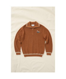 [British Sporting Club] Patch half zip-up sweater_AHWAM24721ORX