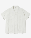 SEERSUCKER GUAYABERA CUBA HALF SHIRT_OFF WHITE