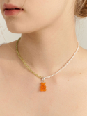 유니제이(UNI.J) [In508]Orange Bear Silver Necklace