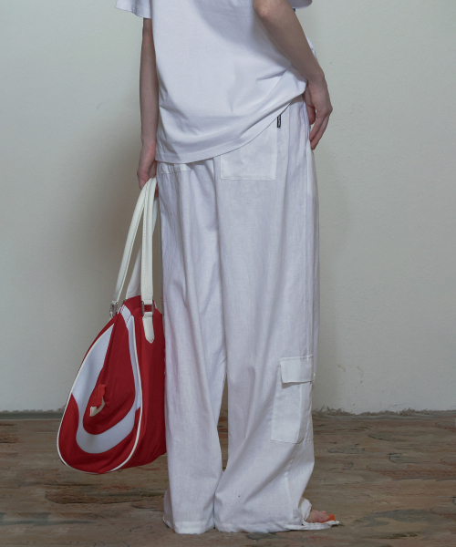 ★SCULPTOR★ Linen Cargo Jogger Pants White SC23S418WH Linen Cargo Jogger Pants Pink – Sculptor