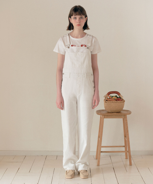 DENIM OVERALL PANTS WHITE