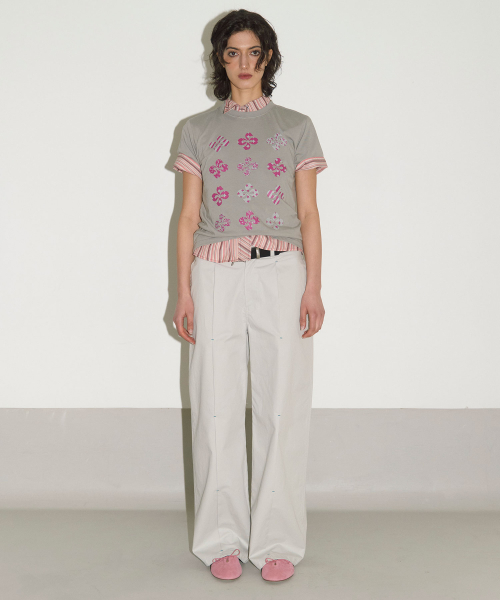 HERETIC PINTUCK COTTON PANTS / light grey