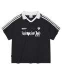 세인트페인(SAINTPAIN) SP 하트 엠블럼 로고 라인 카라 티셔츠-블랙