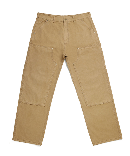 Relaxed Dyeing Double Knee Cotton Pants_Vintage Beige