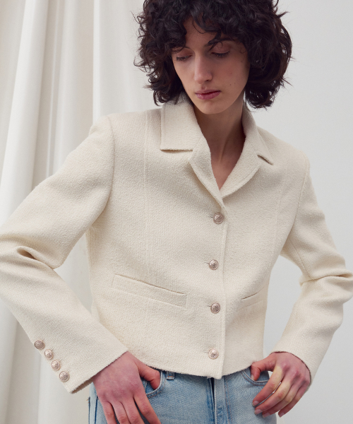 WOOL-BLEND TWEED JACKET CREAM