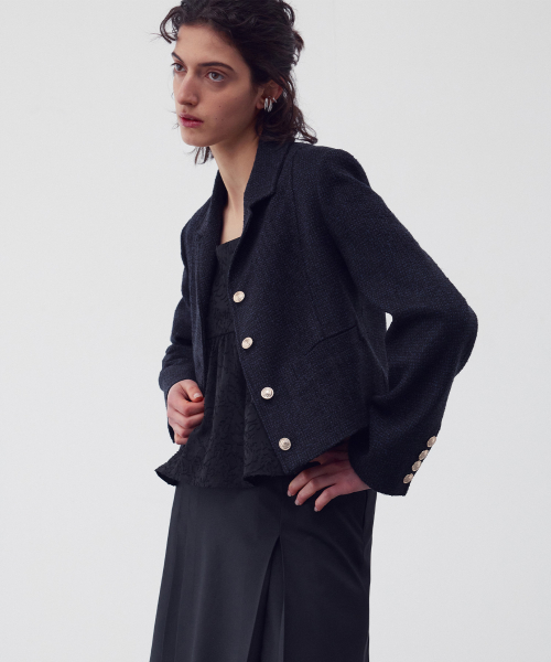 WOOL-BLEND TWEED JACKET MIDNIGHT NAVY
