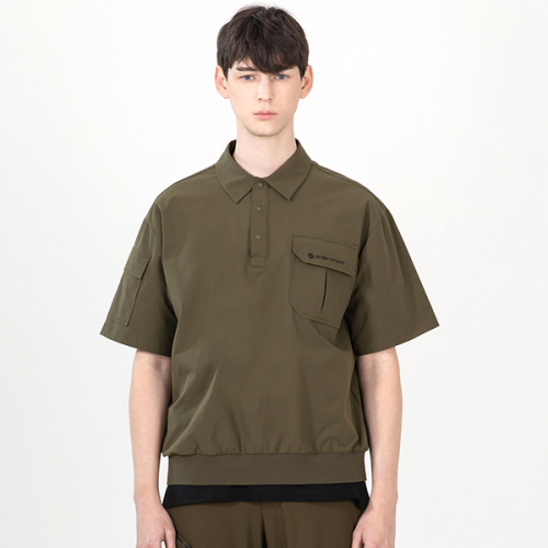Мужское поло-анорак из тканого материала Khaki