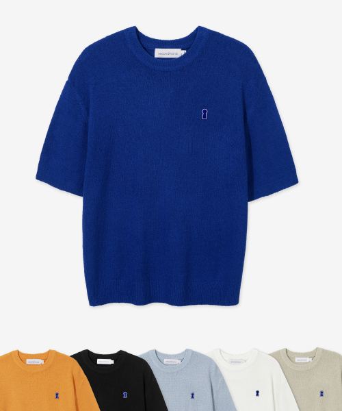 세컨모놀로그(secondmonolgue) 키홀 부클 라운드 숏슬리브 니트 [6 COLOR]_SEKT009