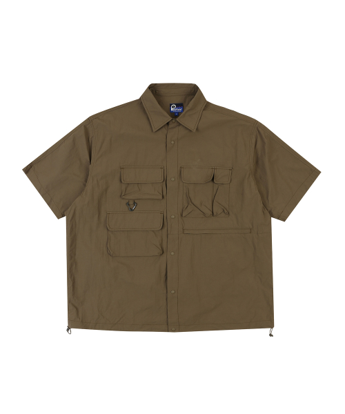 MULTI POCKET PACKABLE HALF SHIRTS BROWN_FQ2WR40U