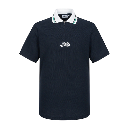 Half Zip-up Polo Shirts_Navy (Men)