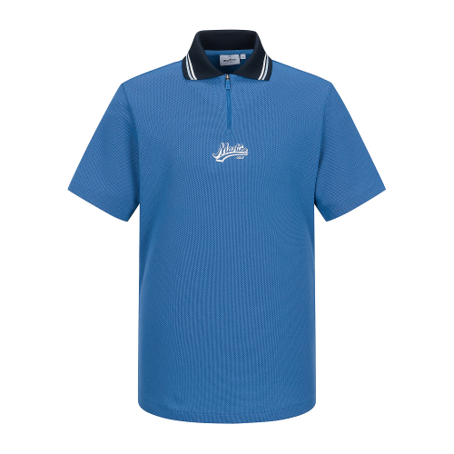 Half Zip-up Polo Shirts_Blue (Men)