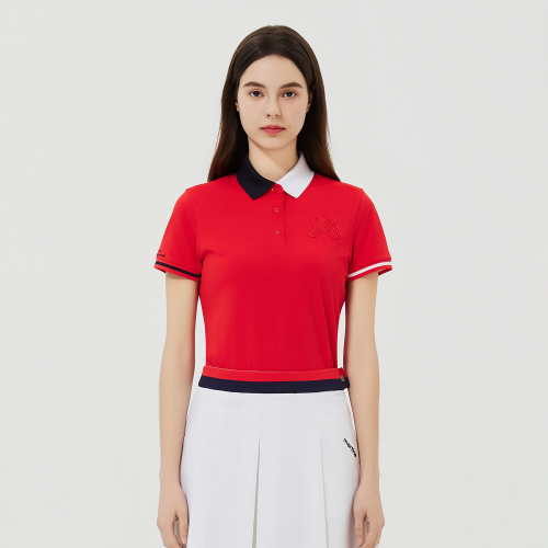Half&Half Collar Polo Shirts_Red