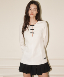 CUTOUT SLIM BLOUSE WHITE