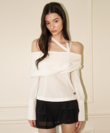 DRAPE OFF SHOULDER SHIRT WHITE