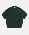 2 Pocket Cable Polo Knit Forest Green