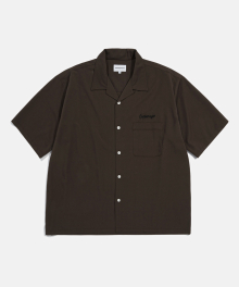 Script Logo Open Collar S/S Shirt Brown
