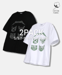 엔피스튜디오(NP STUDIO) [2PACK] 캣츠 포 로고 티셔츠 2COLOR