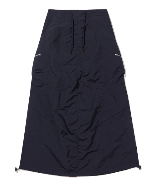 MUSINSA | BROWNBREATH W BB NYLON PUCKERING SKIRT - NAVY