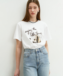 UNISEX PANDA T-SHIRT OFF WHITE_UDTS4B136OW